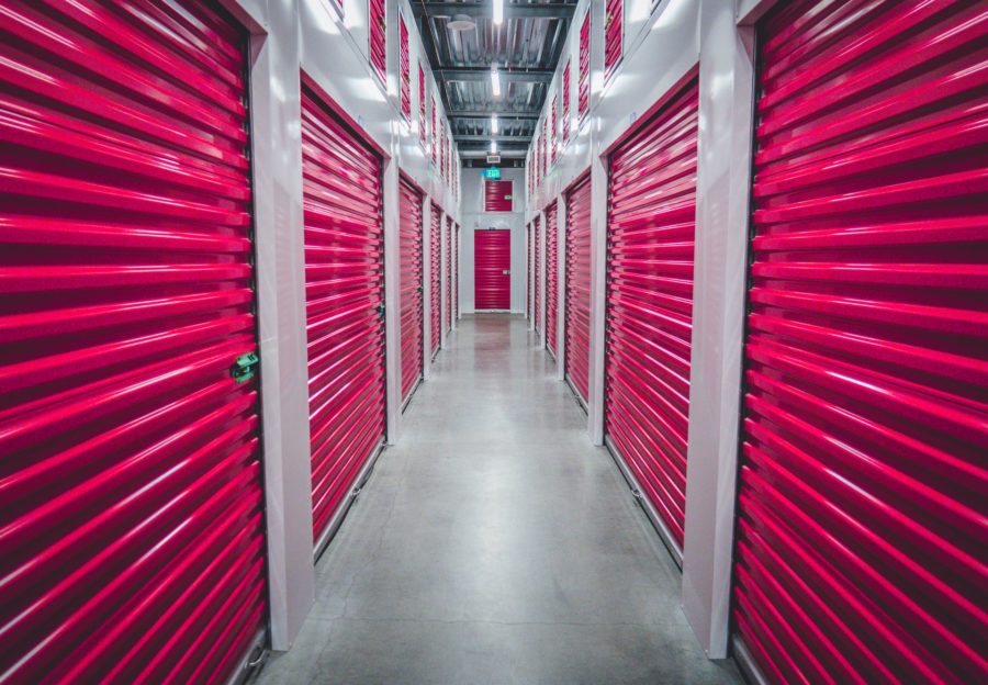 A red storage facility